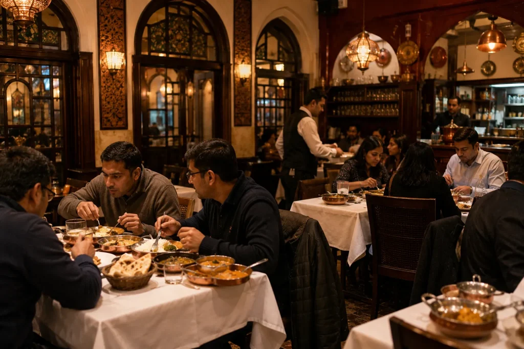 Traditional British curry house reflecting multicultural food culture
