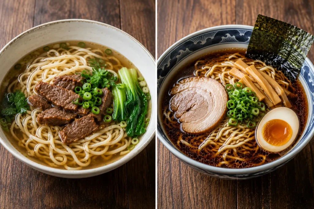 Chinese noodle soup compared with modern Japanese ramen