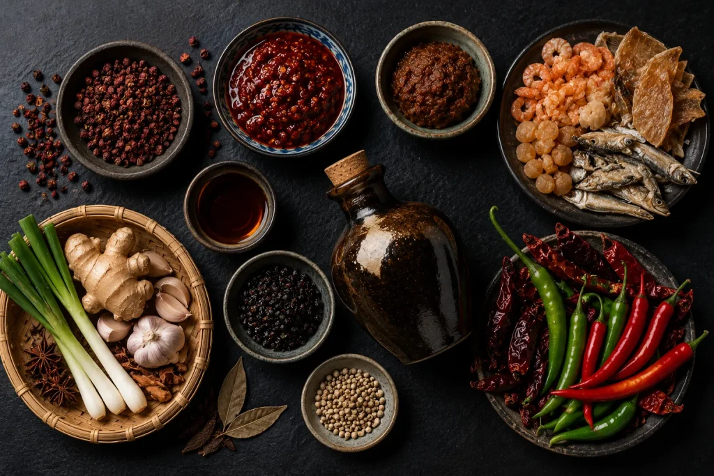 Key ingredients from major Chinese regional cuisines