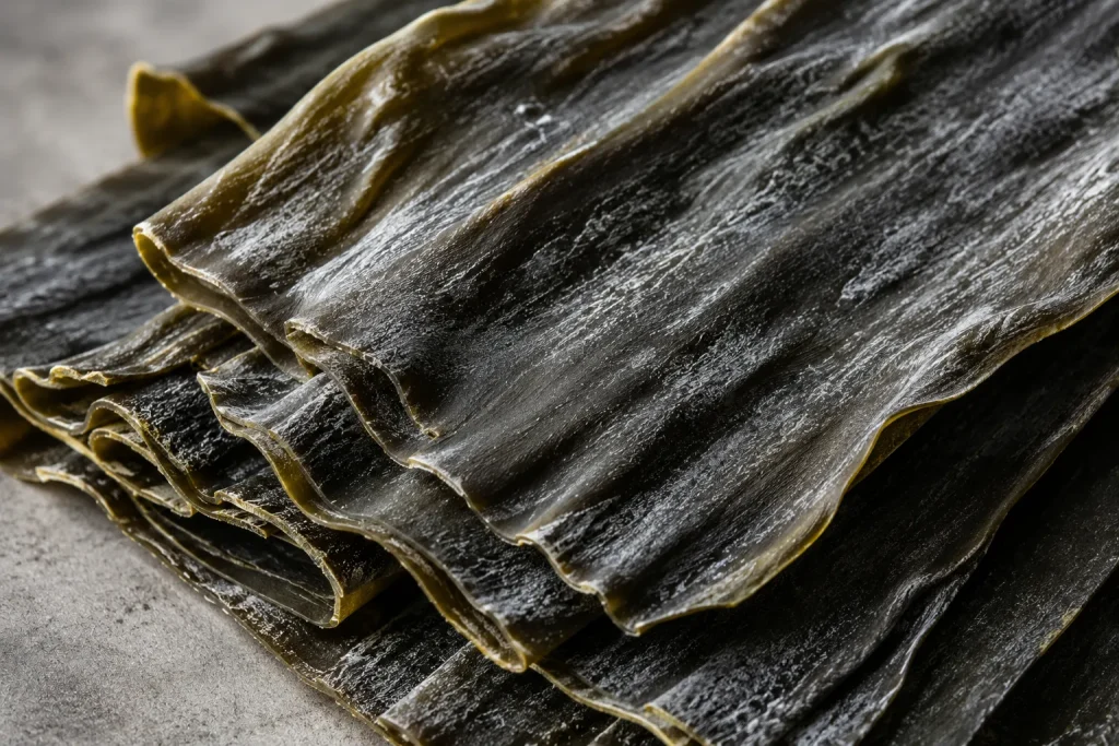 Close view of Hokkaido kombu rich in natural glutamate