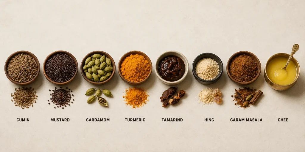 Major Indian spices used for flavor extraction and layering