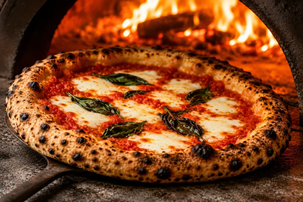 Traditional Italian pizza compared with American chain pizza