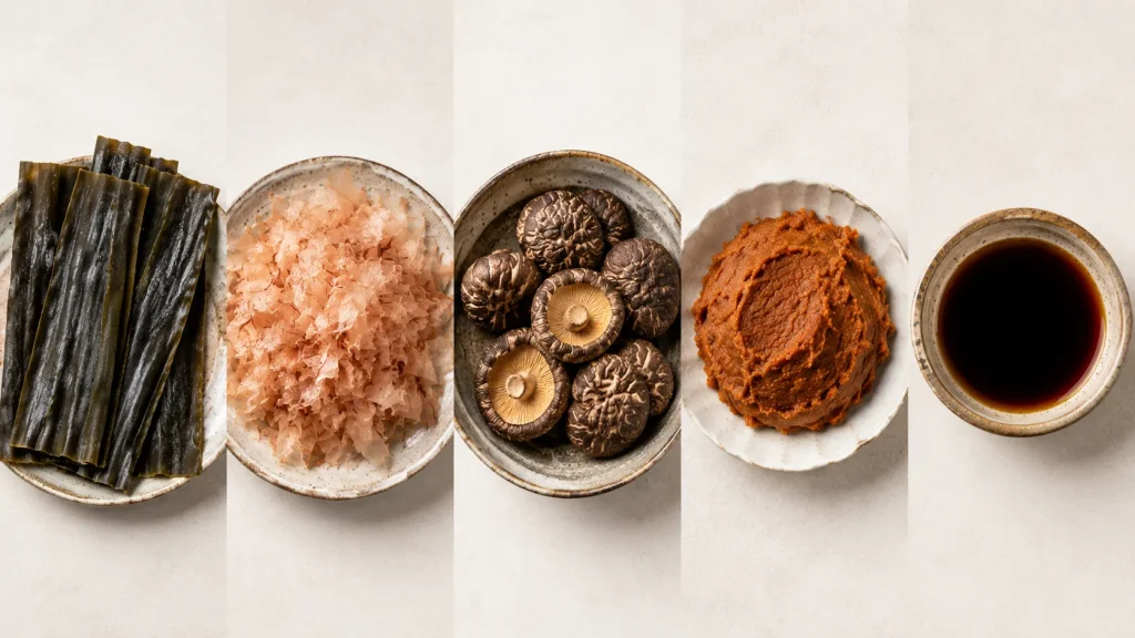 Major Japanese ingredients responsible for traditional umami flavor
