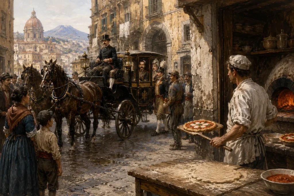 Historic Naples streets where early pizza culture developed