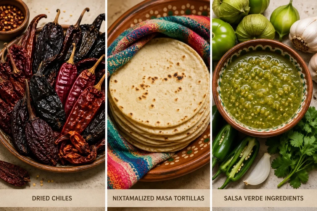 Core Mexican flavor ingredients compared side by side