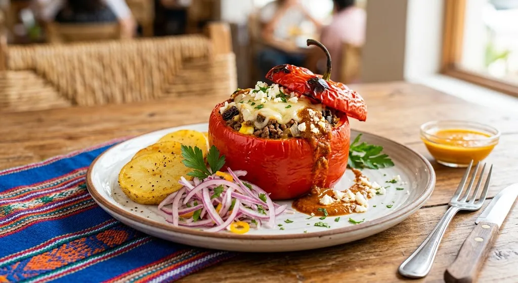 Peruvian rocoto relleno showcasing native chili peppers