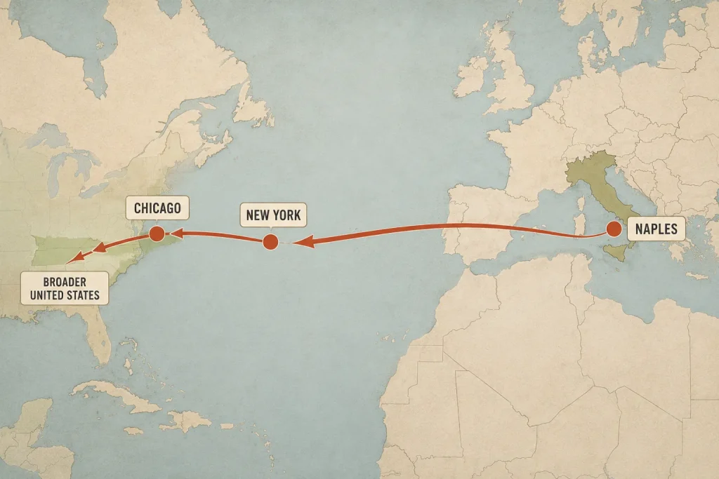 Pizza migration route from Naples to the United States