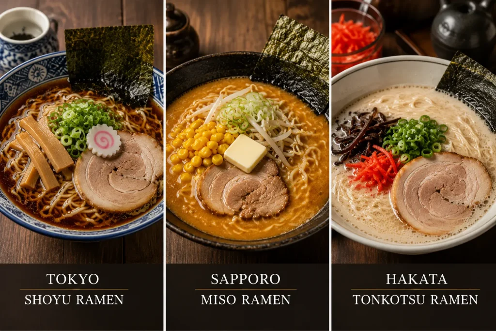 Three famous regional ramen styles served across Japan