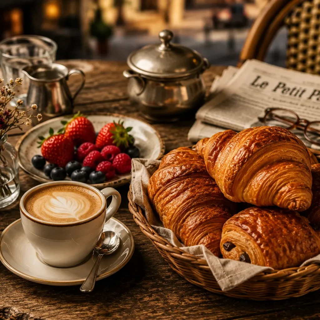 Cozy Parisian café breakfast scene